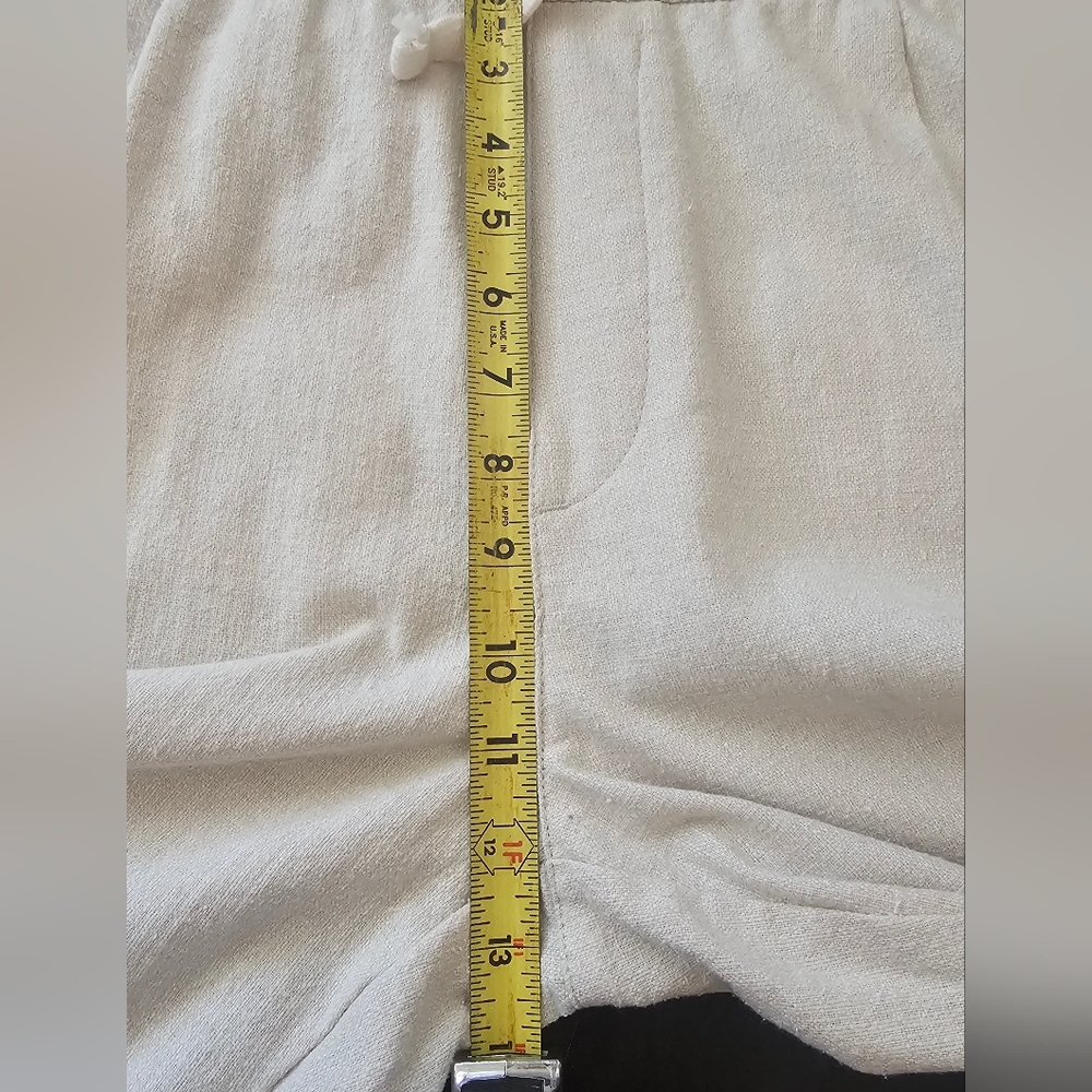 Zara Ivory Relaxed Cotton Pants Size XL Beige Drawstring Waist Casual Pockets - Picture 9 of 10